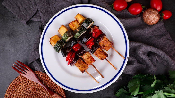 Halloumi, pineapple & Veg Kebabs