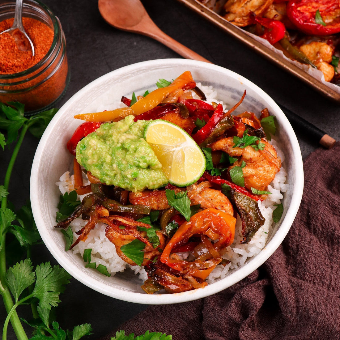High protein and gut health loving chicken fajitas