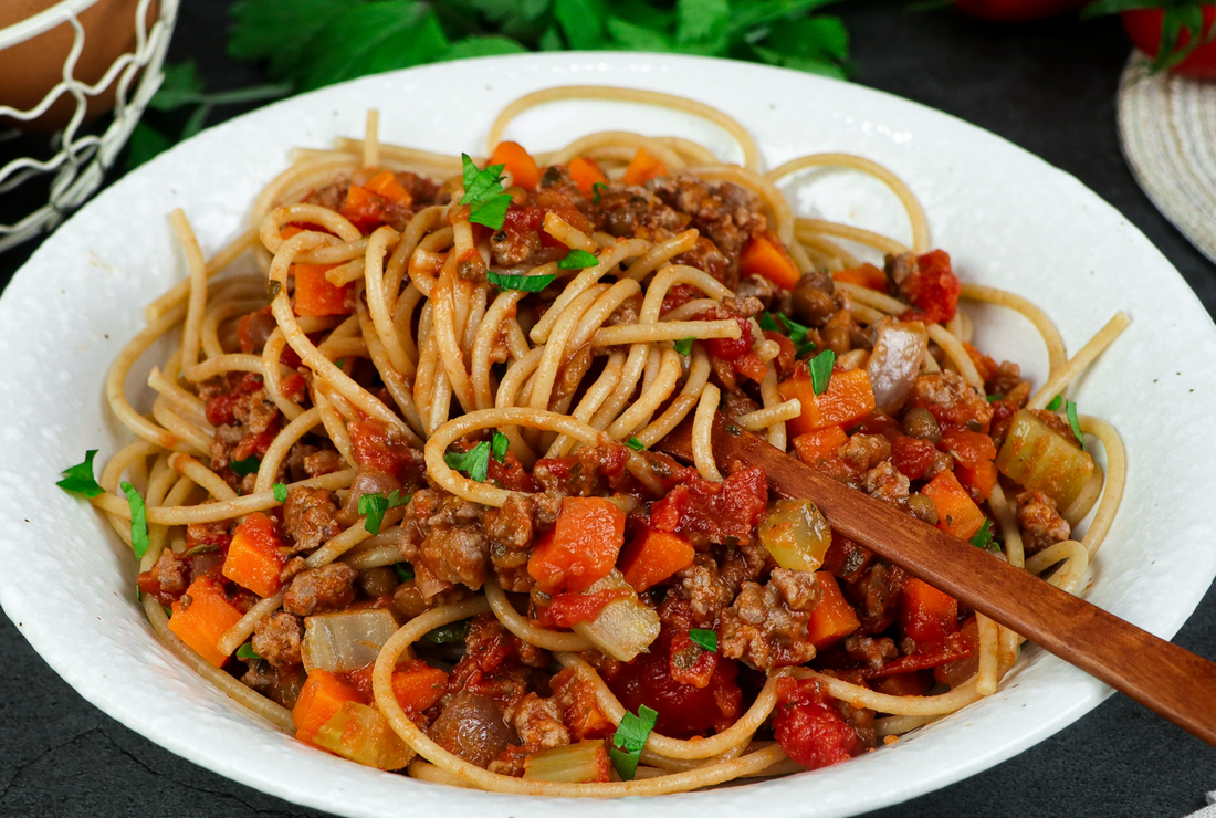 Gut health boosting spaghetti bolognese
