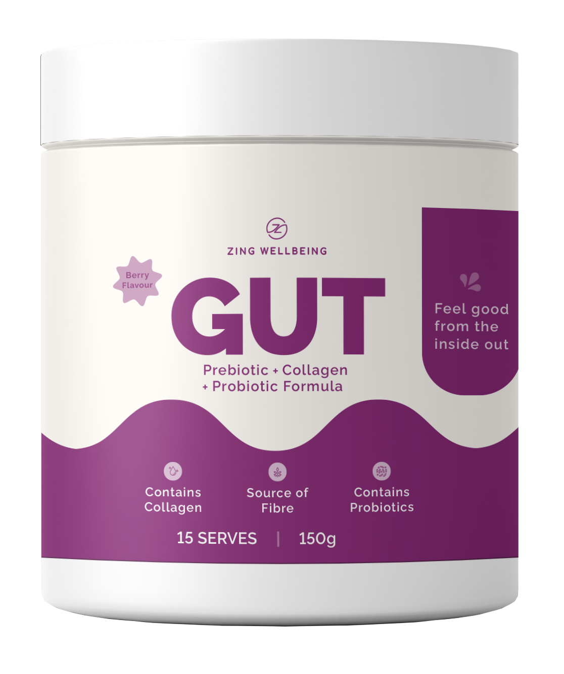 NEW! Zing Wellbeing GUT Powder - Prebiotic + Collagen + Probiotic Formula