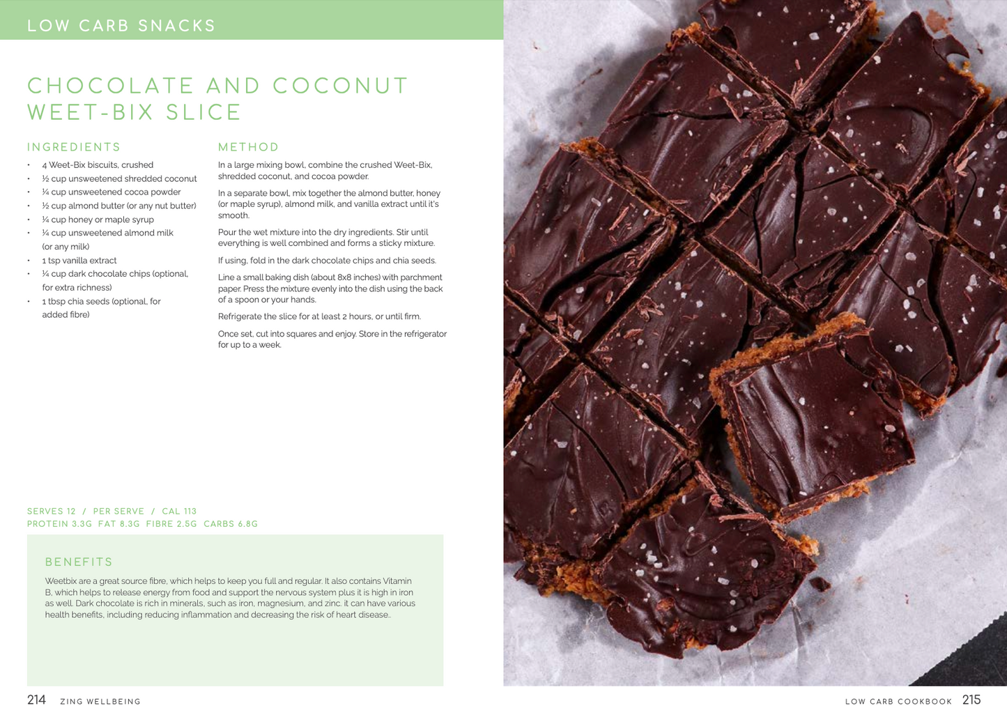 NEW! The Zing Wellbeing Low Carb Cookbook