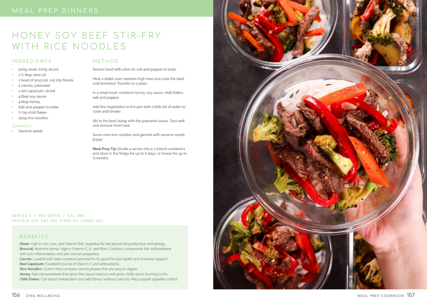 NEW Zing Wellbeing Meal Prep Cookbook in Hardback