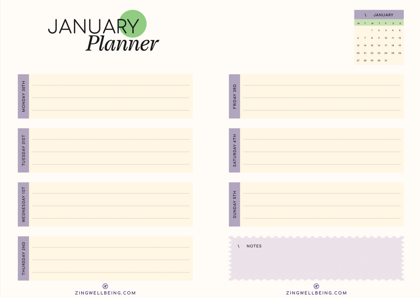 Zing Wellbeing Diary & Planner 2025 Limited Edition