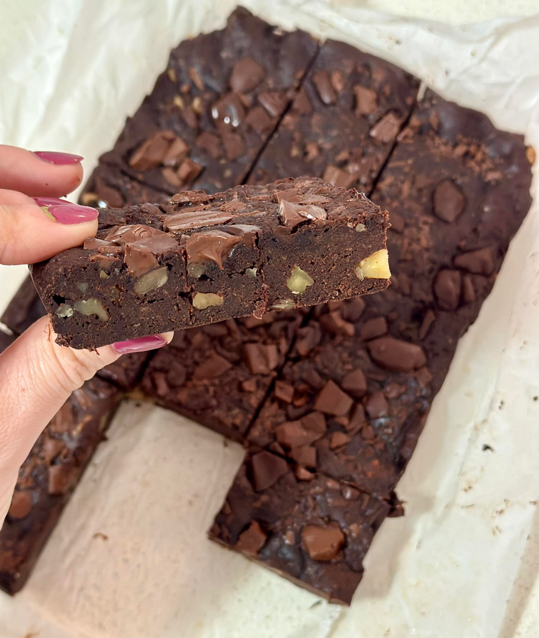 High protein snack - chocolate and peanut butter brownie