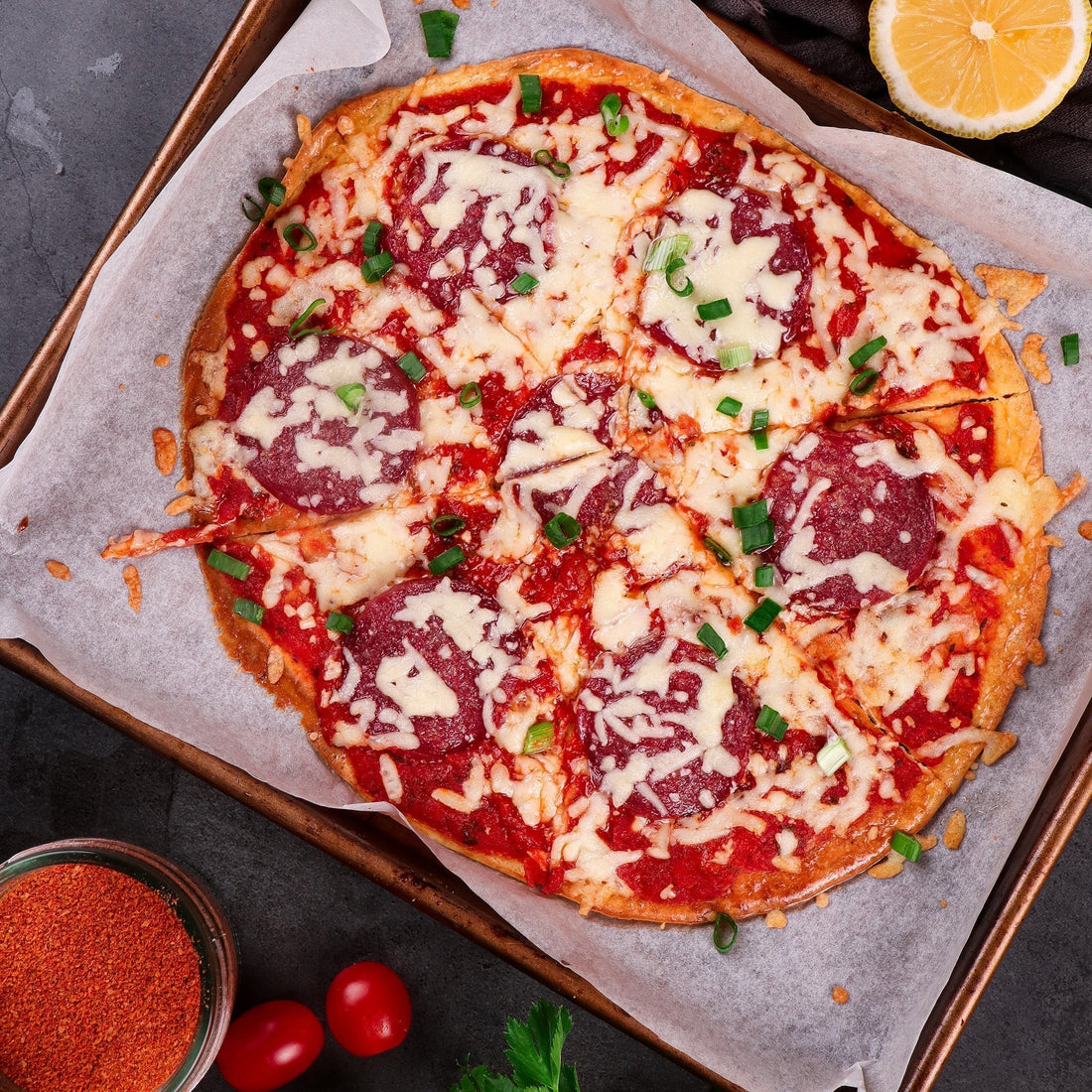 High Protein Cottage Cheese Flatbread Pizza