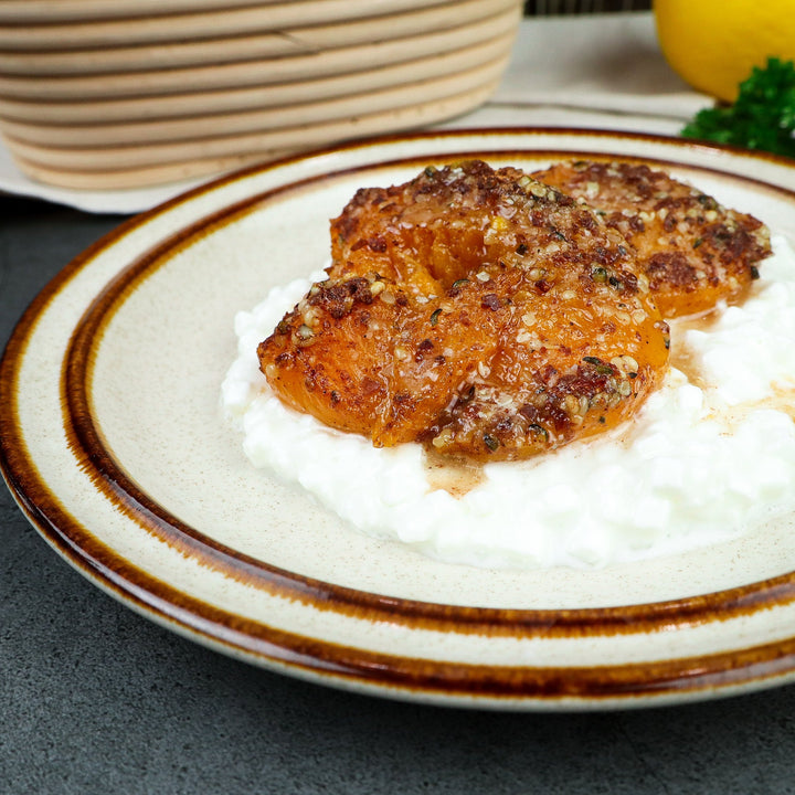 Grilled Cottage Cheese and Peaches