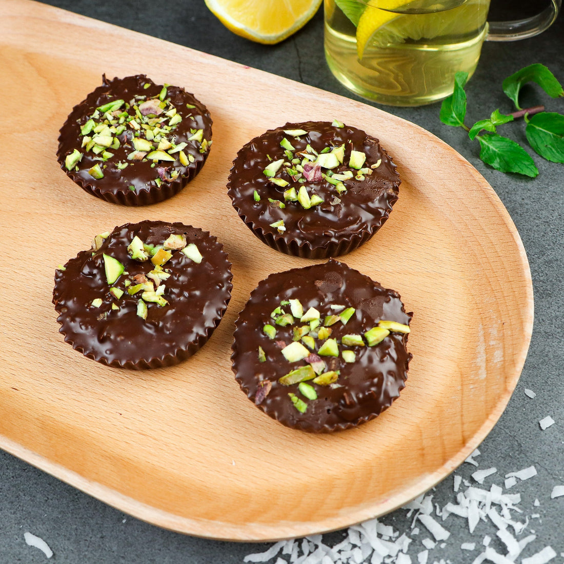 Pistachio and Dark Chocolate Cups