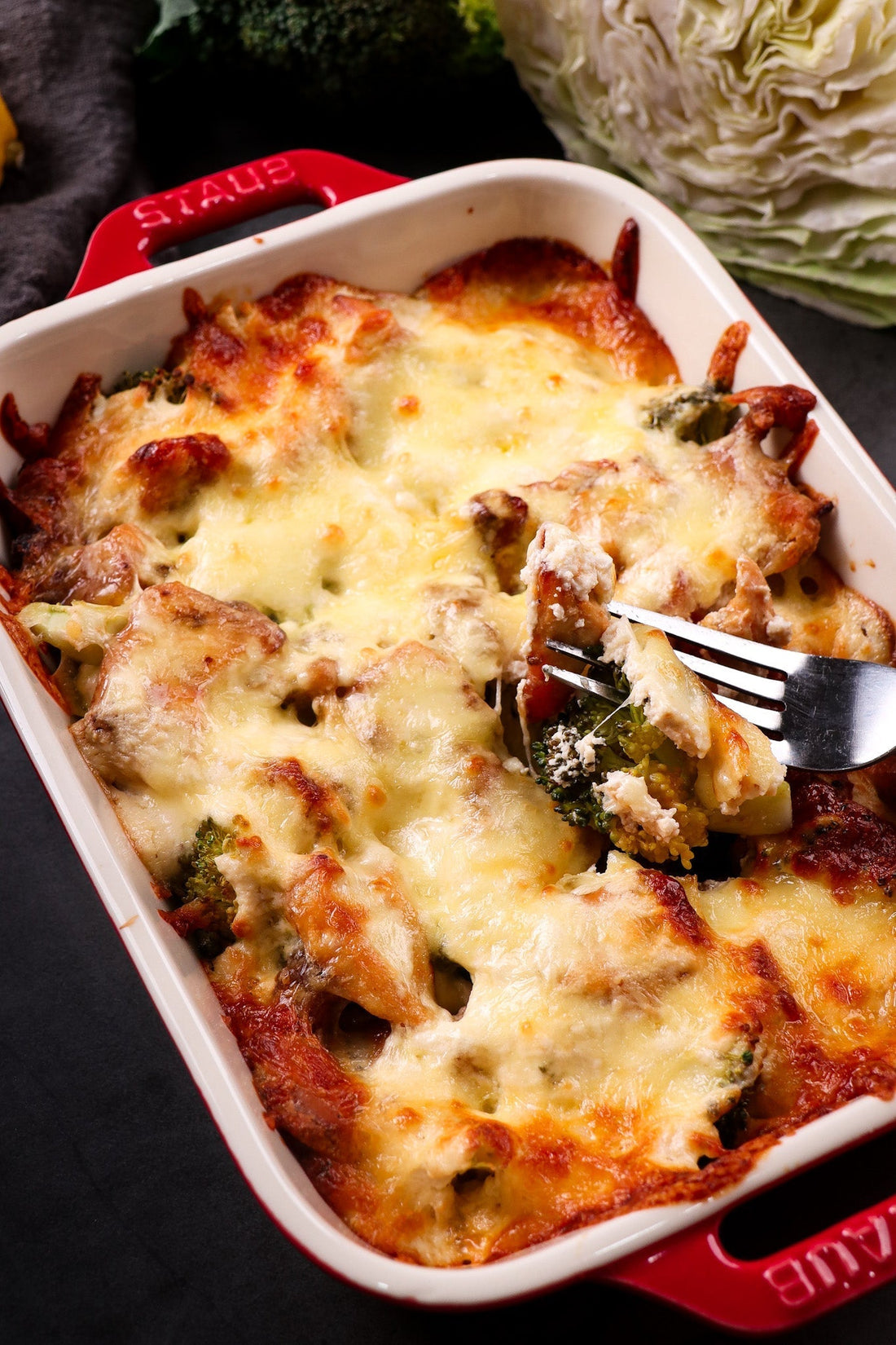 Low Carb & High Protein Chicken Broccoli Alfredo Bake