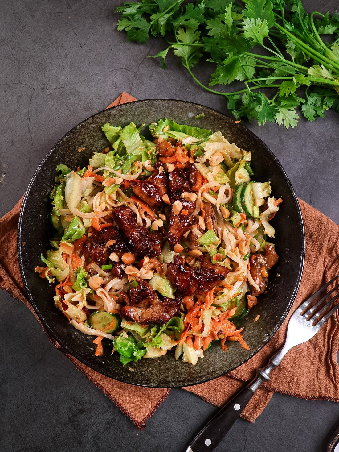 Asian Noodle Salad with Chicken Peanut Dressing