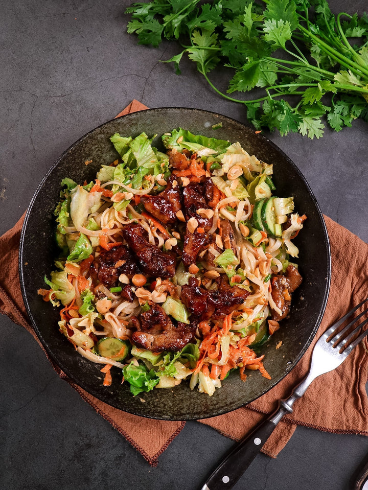 Asian Noodle Salad with Chicken Peanut Dressing
