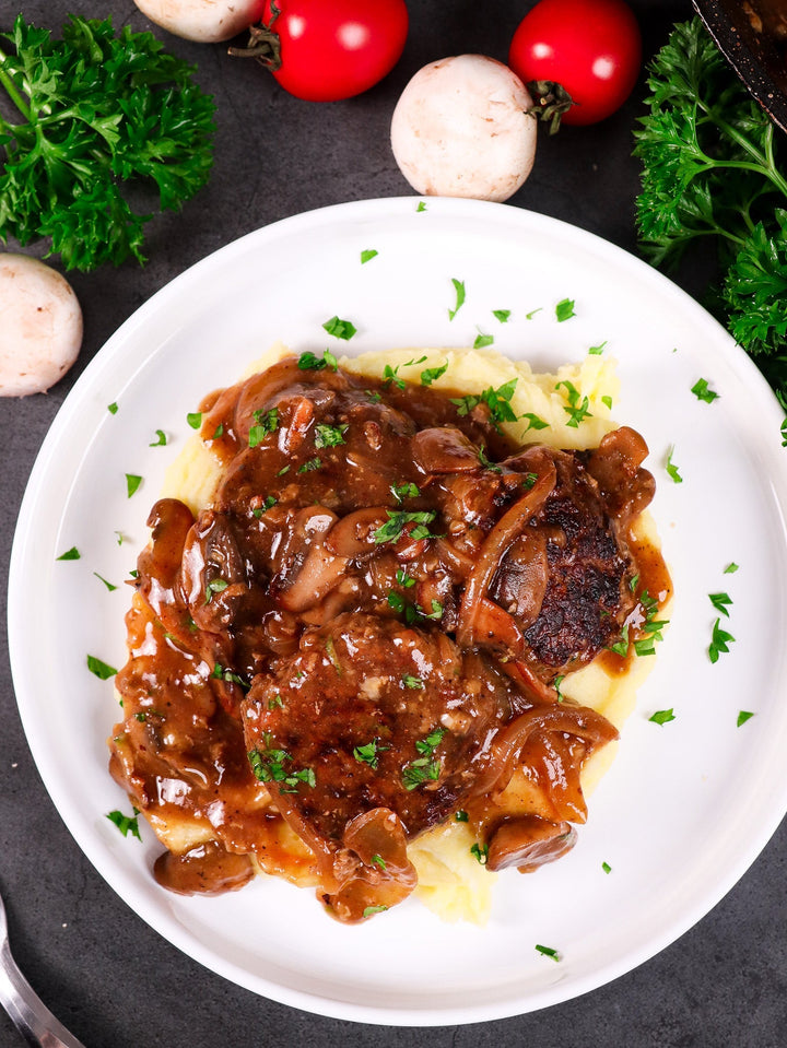 Beef Rissoles with Mushroom Gravy