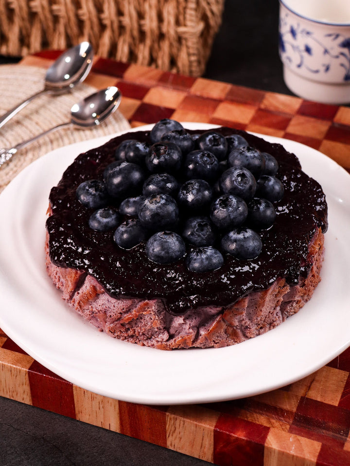 High Protein Baked Blueberry Cheesecake