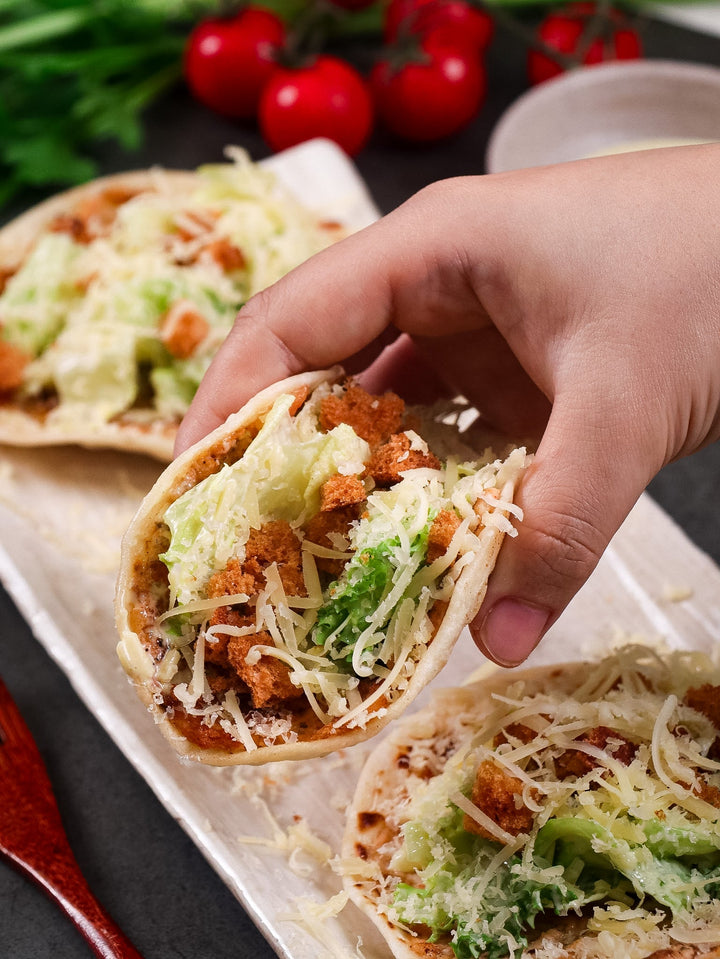 Caesar Smashed Chicken Tacos