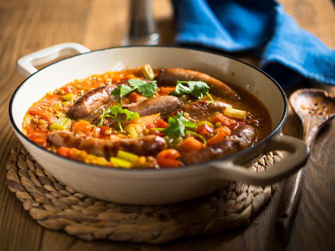 Healthy Curried Sausages (Low Fat, Low Carb, High Protein)