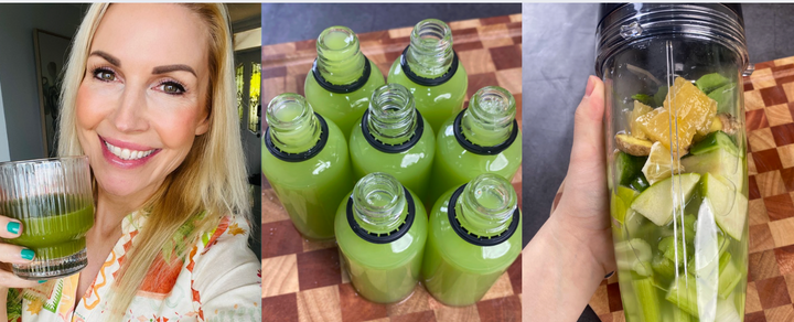Glowing green shots for energy, gut health & radiant skin
