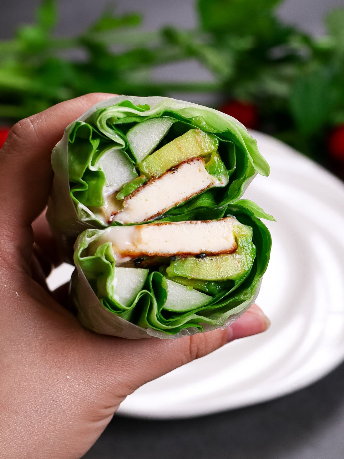 Crispy Lettuce Wraps Layered with Grilled Halloumi