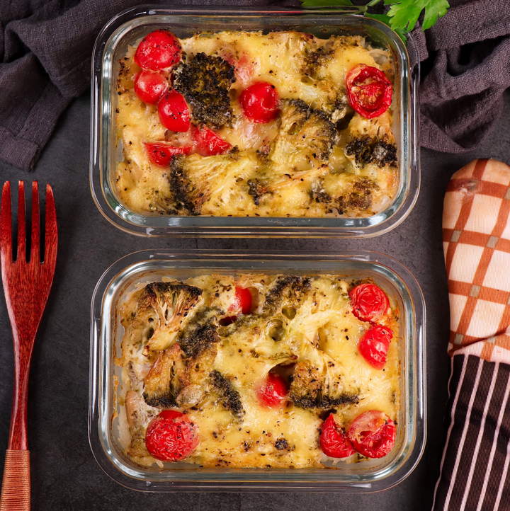 One-pot chicken, pesto & rice bake – high protein, gut-friendly & family approved