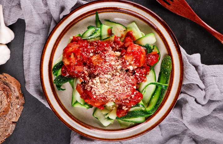 Gut-friendly turkey meatballs with zoodles for menopause belly fat and gut health