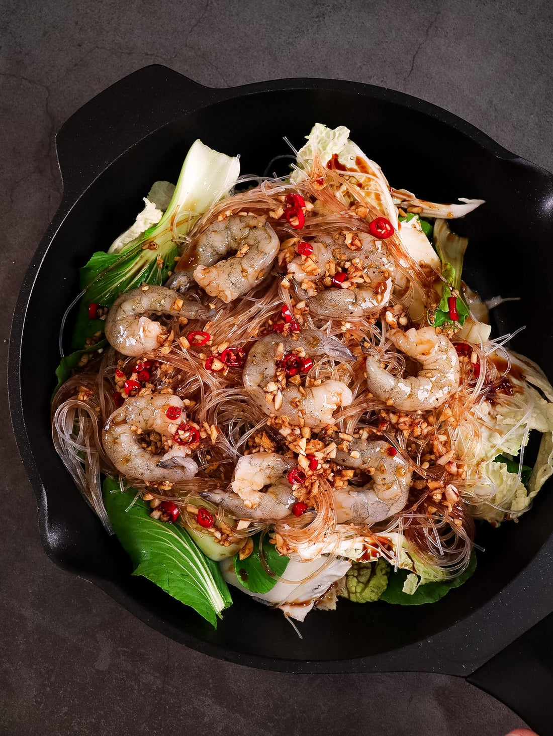 One-Pan Glass Noodles with Prawns