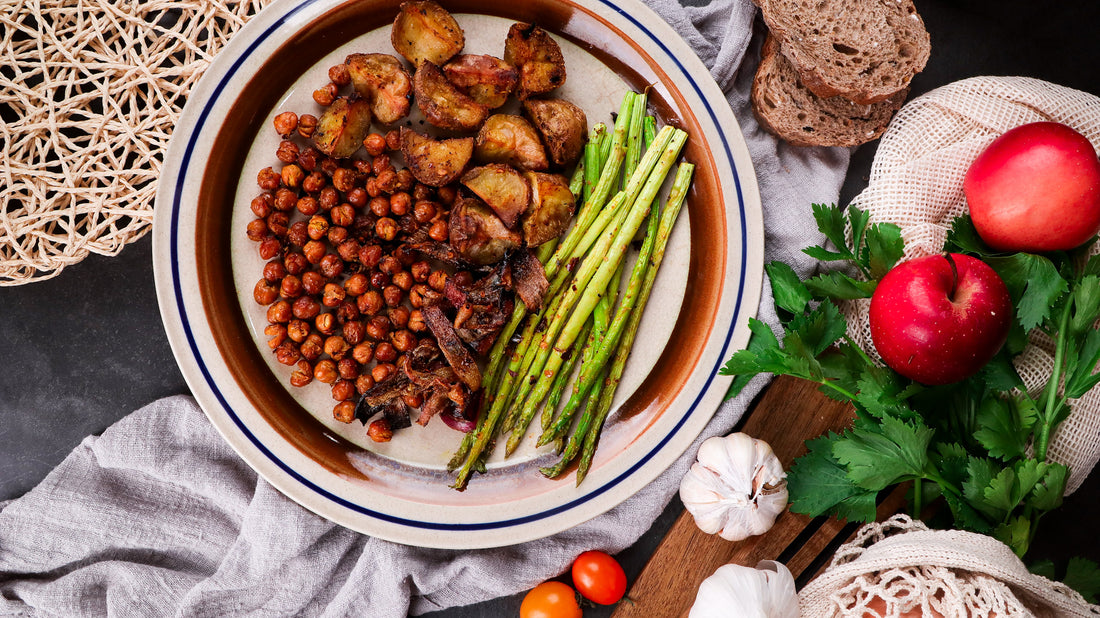 Spicy Potatoes, Chickpeas & Asparagus