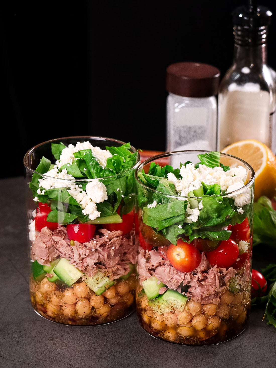 High-Protein Tuna, Chickpea & Feta Salad Jar