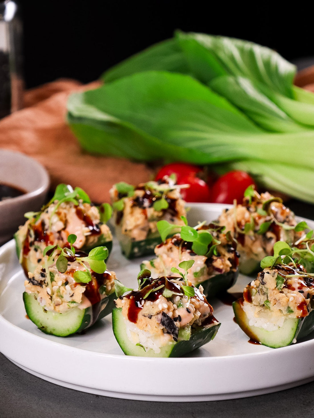 Spicy Chickpea Cucumber Sushi