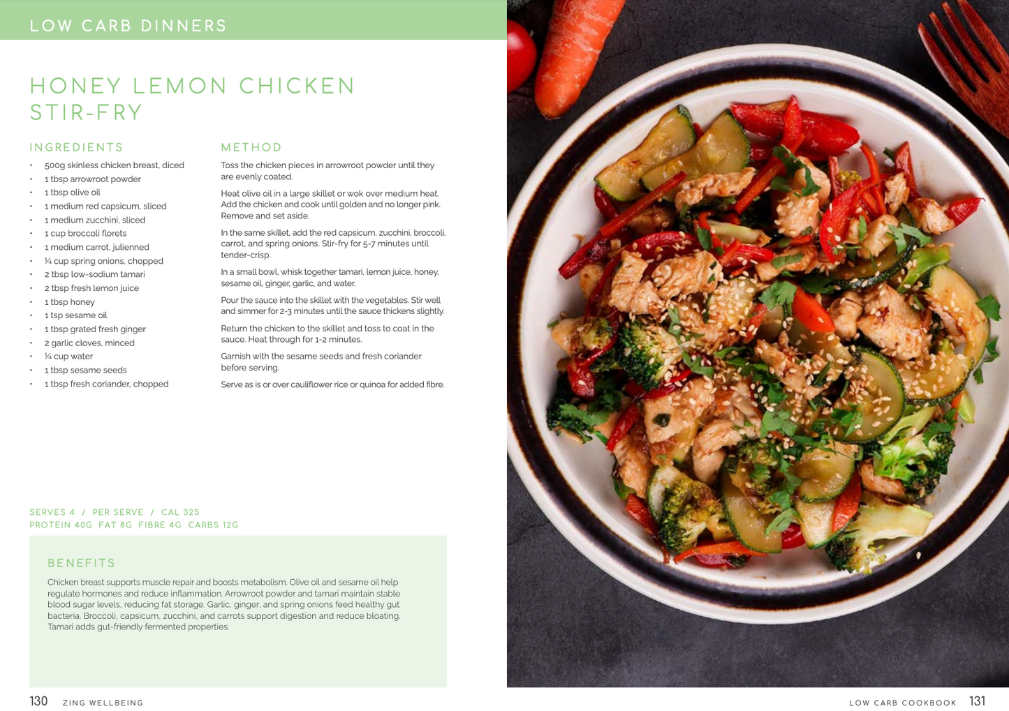 NEW! The Zing Wellbeing Low Carb Cookbook