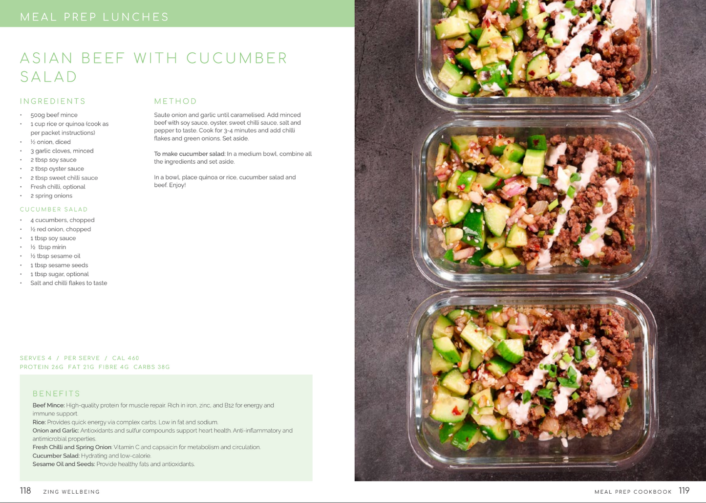 NEW Zing Wellbeing Meal Prep Cookbook in Hardback