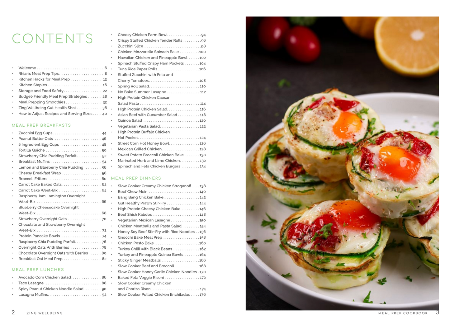 NEW Zing Wellbeing Meal Prep Cookbook in Hardback